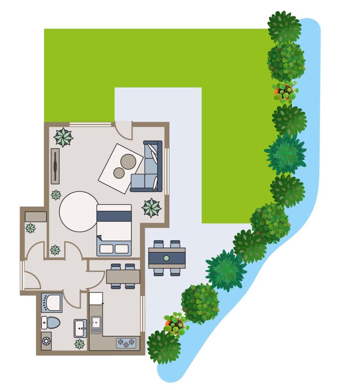 Studio-Apartment Mit Garten, Parkplatz & Kueche Ofemburgo Exterior foto